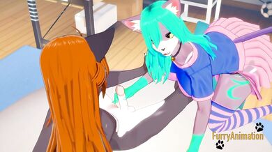 Furry Yiff Hentai - Grey Fox x Dog Sex in a bedroom - 3D Furry Hentai