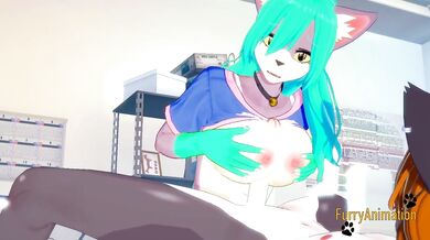 Furry Yiff Hentai - Grey Fox x Dog Sex in a bedroom - 3D Furry Hentai