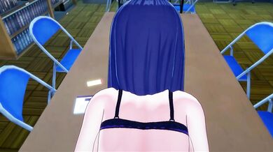 Yuri gets POV fucked with a strapon in the library. Doki Doki Literature Club lesbian hentai.
