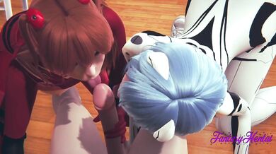 Evangelion Hentai - Threesome Shinji, Asuka and Rei in Shinji's Room