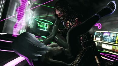 skyrim sexy latex catsuit girl X monster