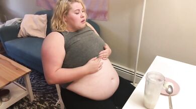 CHUBBY BBW TEEN GULPS DOWN ENTIRE WEIGHT GAIN SHAKE AND DESSERT