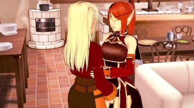 Hot Horde elves have lesbian sex. Eating pussy, trib orgasm. - World of Warcraft hentai.