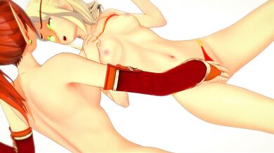 Hot Horde elves have lesbian sex. Eating pussy, trib orgasm. - World of Warcraft hentai.