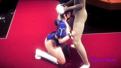 Street Figther Hentai 3D - Chun-Li, Cum in her mouth