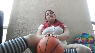 School Girl Inflates Belly Outside in Knee High Socks