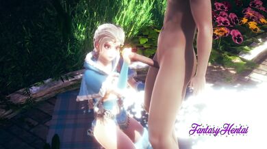 Frozen 3D Hentai - Elsa Handjob and Blowjob Cumming in her mouth