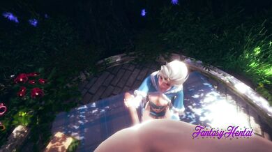 Frozen 3D Hentai - Elsa Handjob and Blowjob Cumming in her mouth