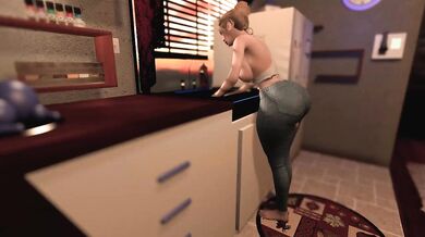 Milf Gains Weight in the Kitchen - Hourglass Goddess Washing Dishes Fattens Up