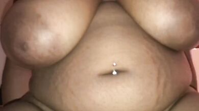 Lightskin big tit ebony riding POV creampie