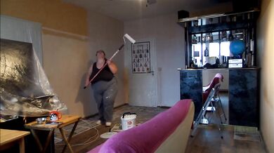 painting my livingroom, music: Golden Sunrise by Josh Woodward