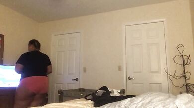 Play with my cucumber until he comes out of the bathroom and fucks me