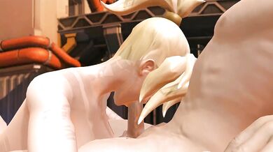 Succubus Mercy suck a man to death and drink cum to grow her boobs