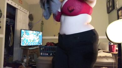 BBW undressing & playing with big tits