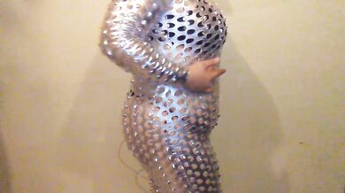 Shiny Catsuit Belly Inflation w/ Aquarium Pump