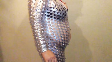 Shiny Catsuit Belly Inflation w/ Aquarium Pump