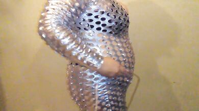Shiny Catsuit Belly Inflation w/ Aquarium Pump