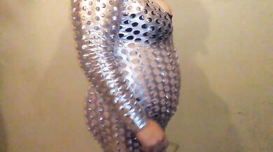 Shiny Catsuit Belly Inflation w/ Aquarium Pump