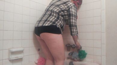 Chugging From Shower Hose- Giant Belly Inflation in Button Down Shirt