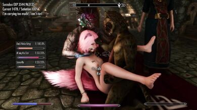 Skyrim: Neko Girl gets of at party