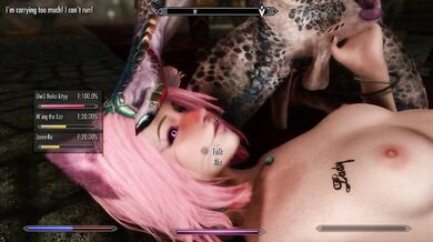 Skyrim: Neko Girl gets of at party