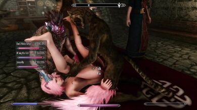 Skyrim: Neko Girl gets of at party