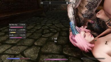 Skyrim: Neko Girl gets of at party
