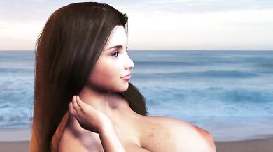 Big Boob Teen Dancing on the Beach - Breast Expansion Petite Girl jiggling