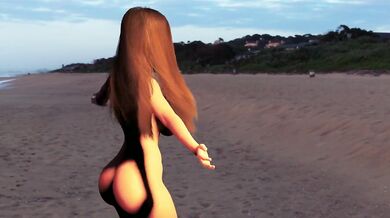 Big Boob Teen Dancing on the Beach - Breast Expansion Petite Girl jiggling