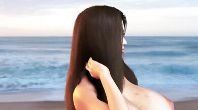 Big Boob Teen Dancing on the Beach - Breast Expansion Petite Girl jiggling