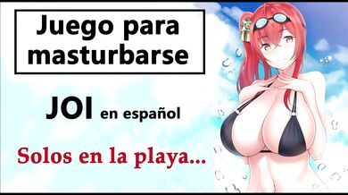 Audio JOI in Spanish, on the beach with your busty friend, she wants your...