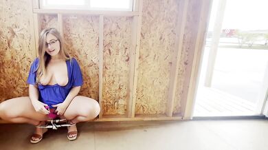 Blonde MILF with Big Tits and Glasses Enjoys Exhibitionist Masturbation and Dirty Talks