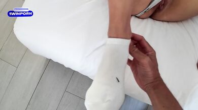 He found his busty stepsister's wet panties and he got horny