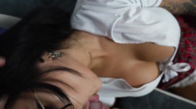 Schoolgirl with big tits sucked off the teacher for the grade