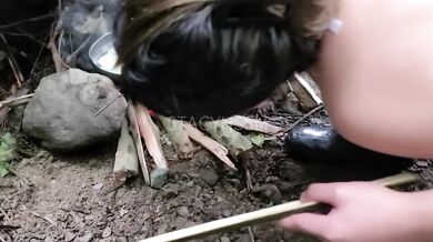 Pinay Outdoor Porn Harvest and Cooking Bamboo Shoots