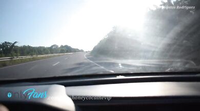 Sweaty Brunette with Big Ass Stops Running and Cums in Stranger’s Car