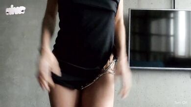 Horny beauty with huge tits seduced me with her dildo handjob. Fucked her tight pussy
