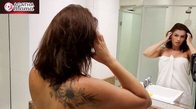 Me, Agatha Mama, in a hot bath + short towel — towel fell, panties disappeared, and I heated everything up - Full Video