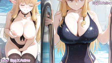 Sousou no Frieren swim suit hentai - Serie big tits swim suit blow job hentai