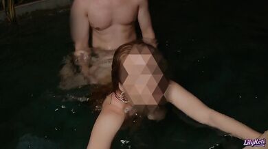 SEX in the SWIMMING POOL by NIGHT! BIG TITS & ROMANTIC | LilyKoti