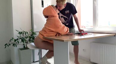 Alternative couple having hot sex in the kitchen