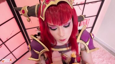 Hot Busty Alexstrasza from World of Warcraft Deepthroats and Hard Fucks Cock POV