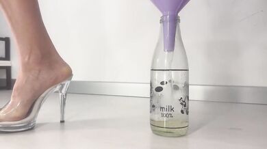 I pee into a bottle through a funnel.
