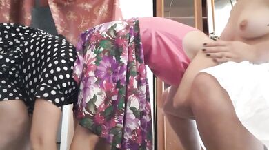 Sex of three hot girls in dresses - IkaSmokS