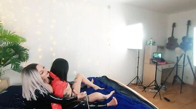 Backstage of pretty lesbian fetish girls doing sex video. Positive Femdom, sex play, latex leather