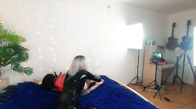 Backstage of pretty lesbian fetish girls doing sex video. Positive Femdom, sex play, latex leather