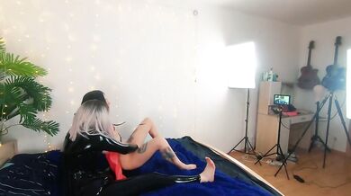 Backstage of pretty lesbian fetish girls doing sex video. Positive Femdom, sex play, latex leather