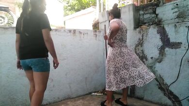 While the old woman is cleaning I insinuated myself to fuck her in public