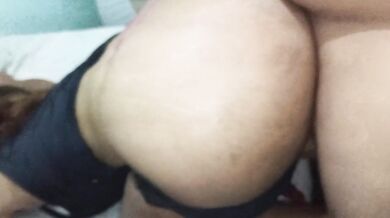 pushing deep into the big-bootied milf's ass