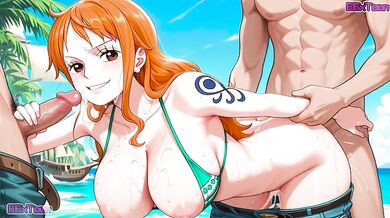 One Piece Hentai Anime - Big Tits Nami Blow Job Hentai by eextoon